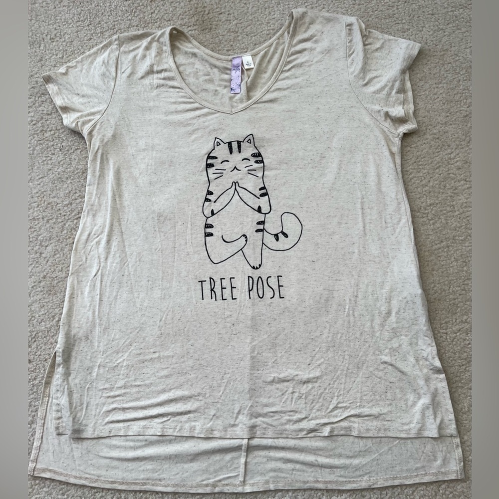 Alya Cat “tree pose” t-shirt. Size large.